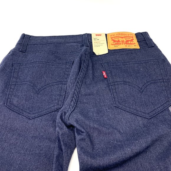 LEVI’S SLIM FIT FLANNEL PANTS Jeans Night Blue Men Size 29x30 045113110511 - Picture 3 of 10